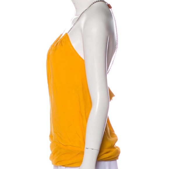 KAUFMANFRANCO Yellow Silk Tank Top with Chain Straps - Picture 4 of 15